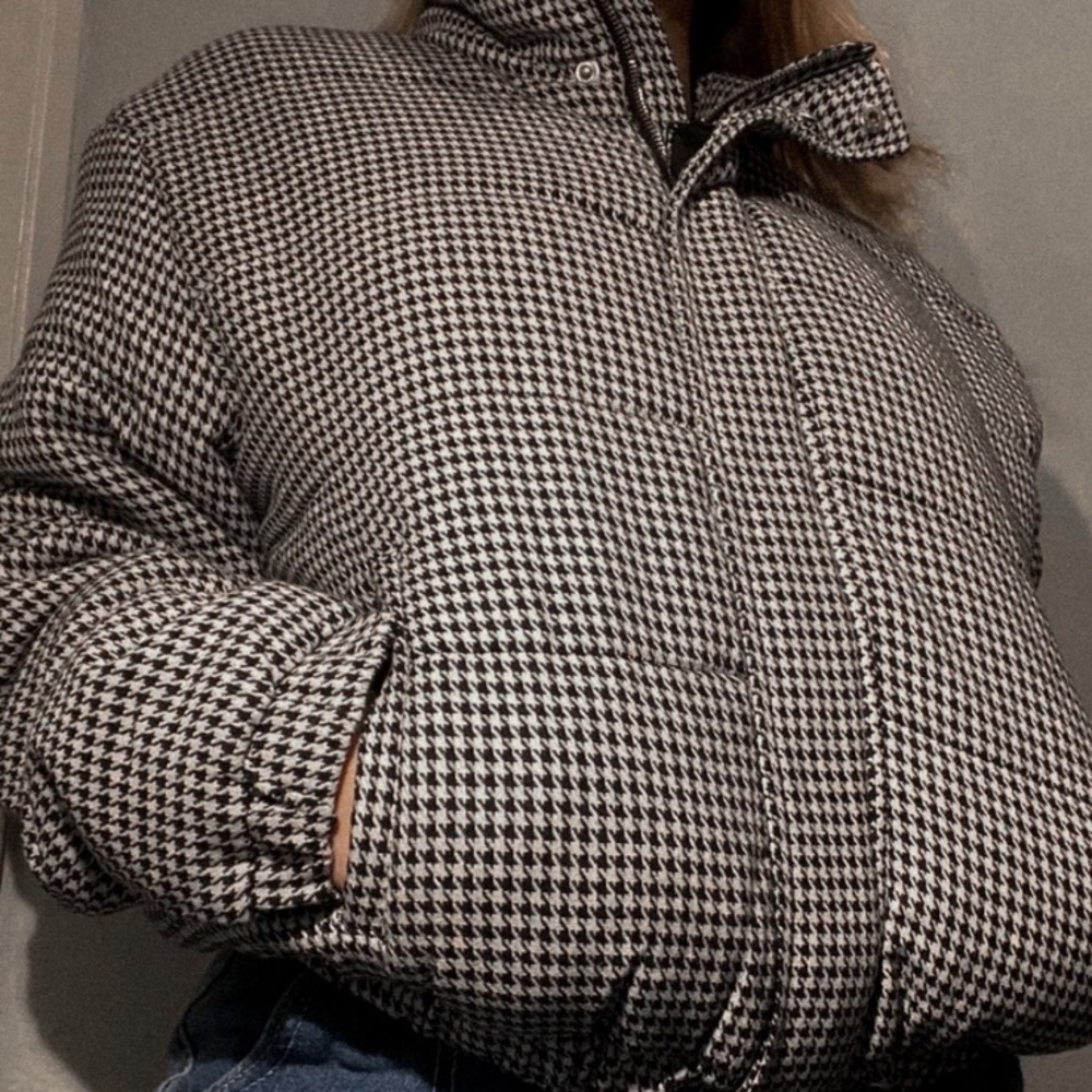 B&W PLAID ASHLEY OUTERWEAR PUFFER JACKET